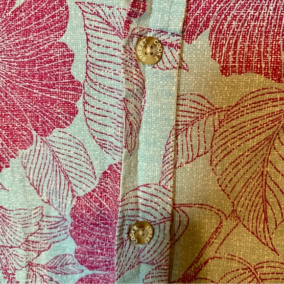 Cooke Street Men’s Hawaiian Floral Button Down Shirt Short Sleeve Blue & Red XXL - Picture 3 of 9